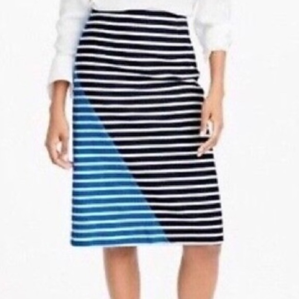 J. Crew | Black & Blue Cotton Stripe Classic Pencil Skirt Women’s Size 2 XS